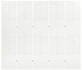 Paravento a 5 Pannelli 2 pz Bianco 200x180 cm in Acciaio