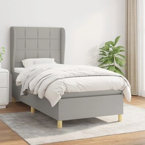 Giroletto A Molle Con Materasso Grigio Chiaro 80x200 Cm Tessuto /