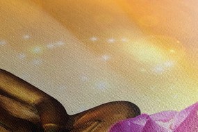 Quadro su tela – Statua di Buddha su fiore di loto