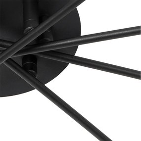 Plafoniera moderna nera 8 luci vetro fumé - ATHENAS