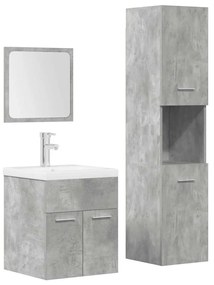 Set Mobili Da Bagno 4 Pz Grigio Cemento İn Legno Multistrato /