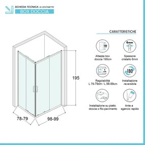 Box doccia angolare 80x100 cm Icon doppio scorrevole con vetro trasparente