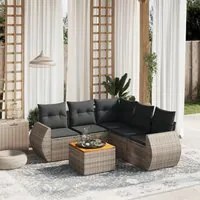 Set Divano da Giardino 6 pz con Cuscini Grigio in Polyrattan 3225003