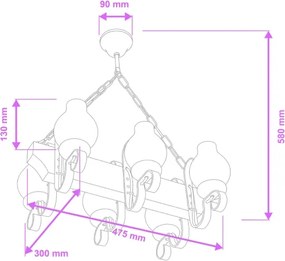 Brilagi - Lampadario a sospensione con catena QUEEN 6xE14/40W/230V faggio