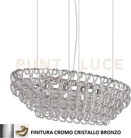 Giogali sospensione ov1 cristallo bronzo e cromo lucido 4 luci atta...