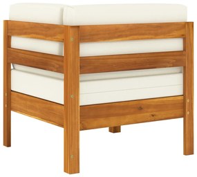 Set divani giardino 2 pz cuscini bianco crema in legno d&#039;acacia
