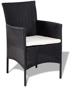 Set divani da giardino 4 pz con cuscini in polyrattan nero