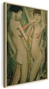Quadro - Zwei Mädchen (Otto Mueller) In cornice di legno naturale 40x60