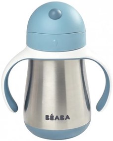 Beaba - Tazza termoisolante con cannuccia 250 ml blu
