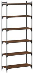 Libreria 6 ripiani rovere marrone 80x30x188cm legno multistrato