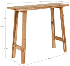 Consolle in legno di teak di colore naturale 30x90 cm Girona - House Nordic