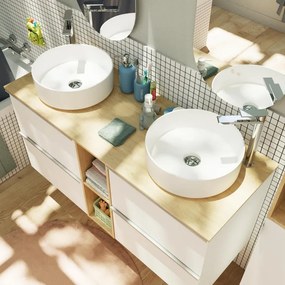 Mobile da bagno sospeso sotto lavabo Modern L 120 x H 55 x P 45 cm bianco laminato opaco, 4 cassetti