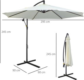 Ombrellone da Giardino Decentrato in Acciaio Ø3m  Bianco...