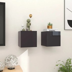 Armadietti a parete per tv 2 pz grigio lucido 30,5x30x30 cm
