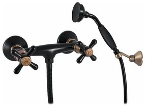 RAV Slezák MK180.5/2CMATSM - Set doccia con miscelatore MORAVA RETRO nero/ottone