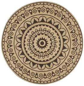Tappeto Lavorato A Mano İn Juta Con Stampa Marrone Scuro 90 Cm /