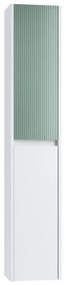 Colonna per mobile bagno Niwa 2 ante P 27 x L 30 x H 160 cm laccato opaco bianco con vetro verde timo cannettato