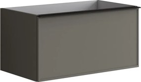 Mobile da bagno sospeso sotto lavabo Pixel frame 2 cassetti L 80 x H 40 x P 45.5 cm grigio carbone laccato opaco, con maniglia alluminio nero opaco