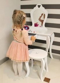 Toeletta per bambini rosa con sgabello