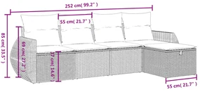 Set divano da giardino 5 pz con cuscini beige misto polyrattan