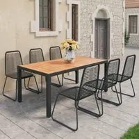 Set da Pranzo da Giardino 7 pz in Rattan PVC Nero e Marrone 3060128