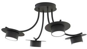 Plafoniera Moderna Giunone Acciaio Nero 4 Luci Gx53 Ip20