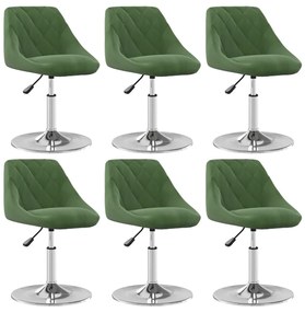 Sedie Da Pranzo Girevoli 6 Pz Verde Scuro İn Velluto /