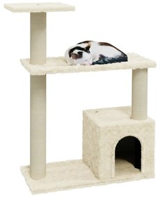 Albero per gatti con tiragraffi in sisal crema 70 cm