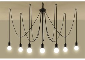 Sollux SL.0372 - Lampadario a sospensione con filo EDISON 7 7xE27/60W/230V ragno nero