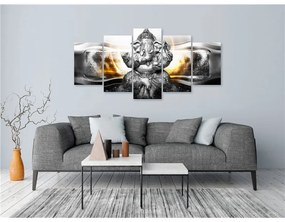 Quadro Buddha Style (5 Parts) Silver Wide  Colore Argento, Dimensioni e Misure 100x50