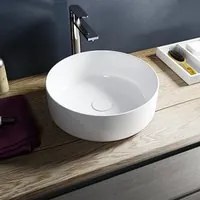 Lavabo da appoggio tondo in ceramica bianco lucido serie Infinity diam. cm 36