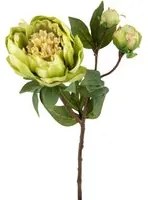 Set 4 Peonia Artificiale Romance con 3 Fiori Altezza 49 cm Verde