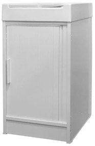 Mobile lavanderia con lavabo incluso Ice 1 anta in pvc bianco P 52.5 x L 44.2 x H 84 cm