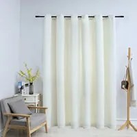 Tenda Oscurante con Anelli in Metallo Velluto Crema 290x245 cm 134515