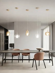 Ondaluce - Lampadario sospeso su cavo THELMA 3xE27/15W/230V Ø 19,5 cm oro/trasparente