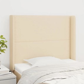 Testiera Ad Orecchio Crema 103x16x118/128 Cm İn Tessuto /