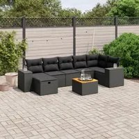 Set Divani da Giardino con Cuscini 8 pz Nero in Polyrattan 3265178