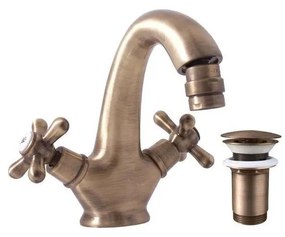 RAV Slezák MK143.0SM - Miscelatore monocomando per bidet + scarico MORAVA RETRO 16 cm in ottone antico