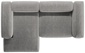 Divano angolare grigio chiaro (con penisola a sinistra/con chaise lounge) con rivestimento in velluto a coste Bergamo – Cosmopolitan Design