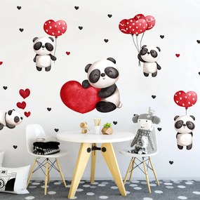Adesivo murale - Pandas e cuori | Inspio