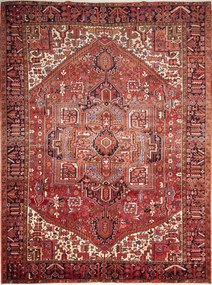 Heriz Tappeto persiano 340 x 260 Rosso (Iran) Annodato A Mano