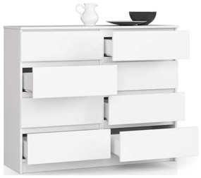 Cassettiera Credenza 120x40x100 Cm 8 Cassetti Artika Bianco Opaco