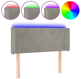 Testiera a led grigio chiaro 83x16x78/88 cm in velluto