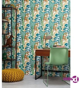 Noordwand Good Vibes Carta da Parati Big Leaves Blu e Verde