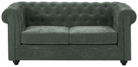 Divano 2 posti in tessuto verde CHESTERFIELD