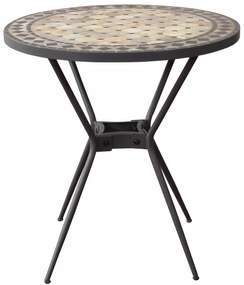 BRAIS - tavolo con piano rotondo e mosaico beige e antracite
