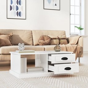 Tavolino salotto bianco lucido 90x50x35 cm legno multistrato