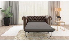 Divano letto marrone scuro in similpelle 148 cm York - Ropez