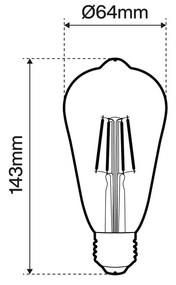 Lampada LED E27 6W a Filamento ST64 No Flickering - Serie DarkLight Colore Bianco Naturale 4.000K