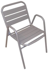 Sedia da giardino in alluminio con braccioli Calipso, seduta in alluminio tortora